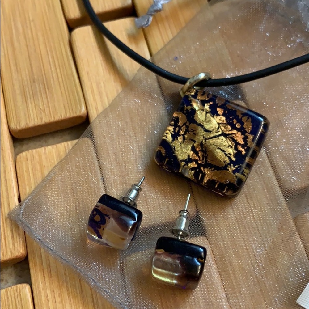 Murano Glass Necklace and Earrings from Italy